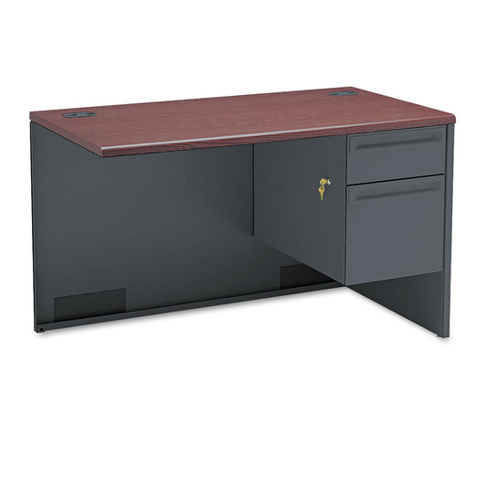 HON 38000 Series Flush Return, Right, 48w x 24d x 29.5h, Mahogany/Charcoal