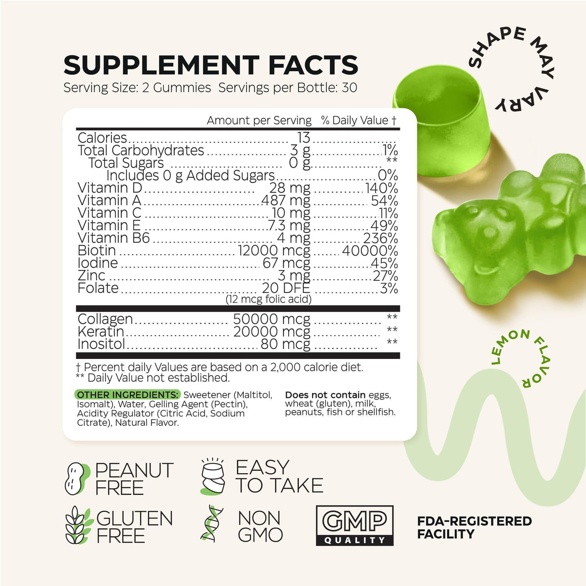 Biotin and Collagen Peptide Gummies for Hair Growth Skin and Nails 12000 Mcg   Biotin Chewables with Keratin Max Strength   Beauty Gummies for Women and Men   Sugar Free Non GMO Gummy Supplement