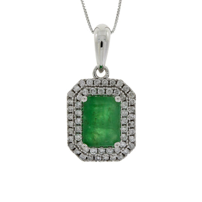 1.08ct Emerald Diamond Fashion Pendants 14KT White Gold