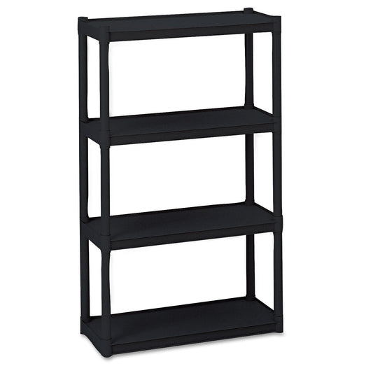 Iceberg Rough n Ready Open Storage System, Four-Shelf, Injection-Molded Polypropylene, 32w x 13d x 54h, Black