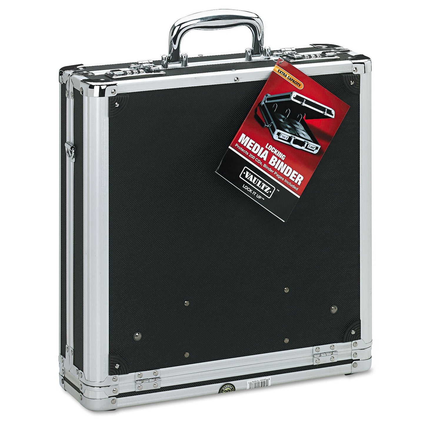 Vaultz Locking Media Binder, Holds 200 Discs, Black