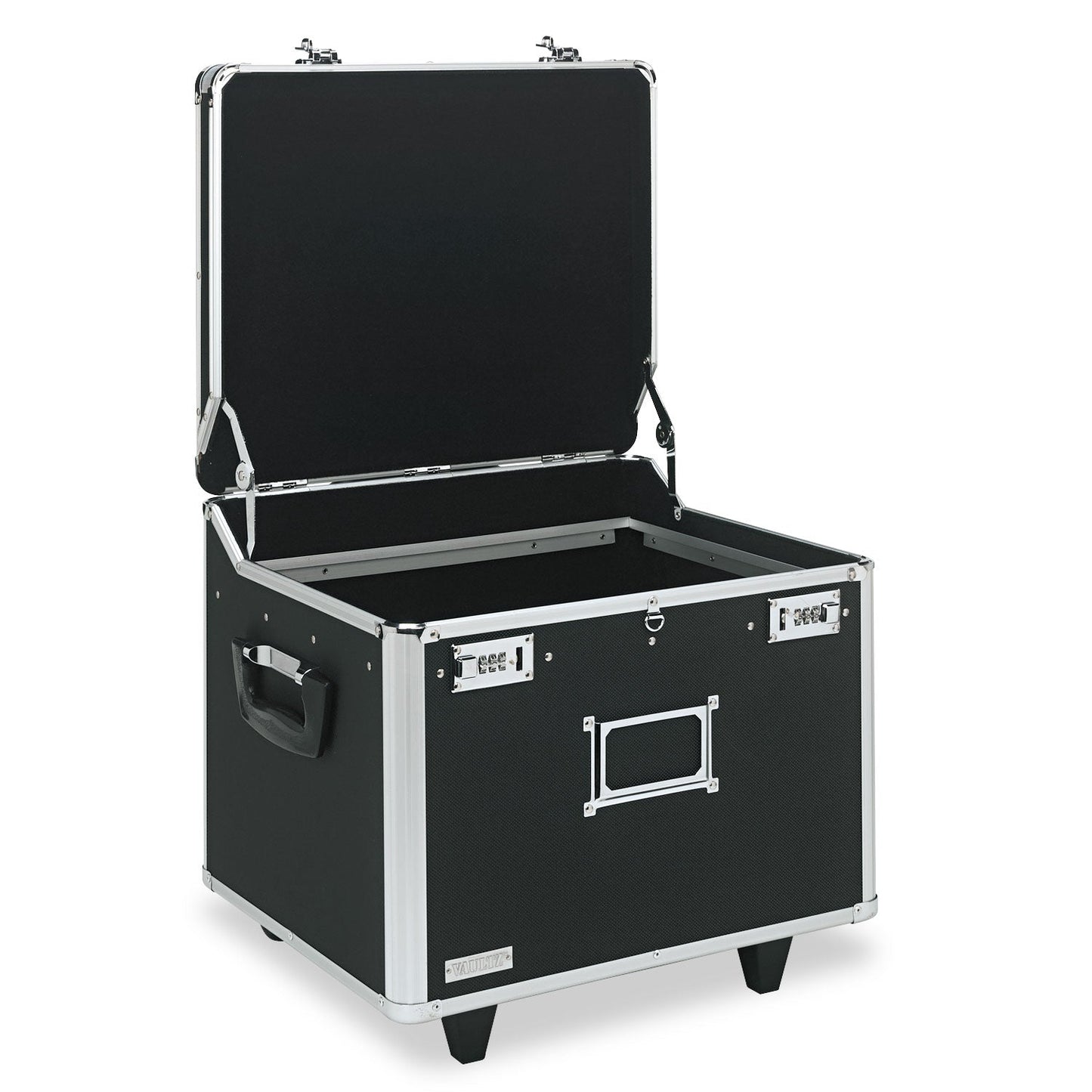 Vaultz Locking Mobile File Chest, Letter/Legal Files, 17.5" x 15.5" x 14.5", Black/Chrome
