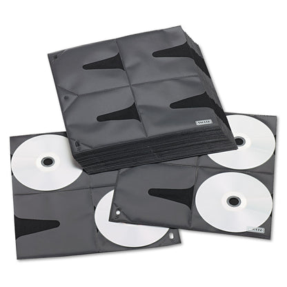 Vaultz Two-Sided CD Refill Pages for Three-Ring Binder, 8 Disc Capacity, Clear/Black, 25/Pack