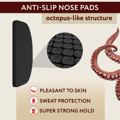 Nose Pads for Sunglasses  6 Pairs Ultra Thin Nose Grips  Eye Glasses Nose Bridge Support  Accessories for Glasses 1 mm (Black Pads & Orange Glasses Strap)