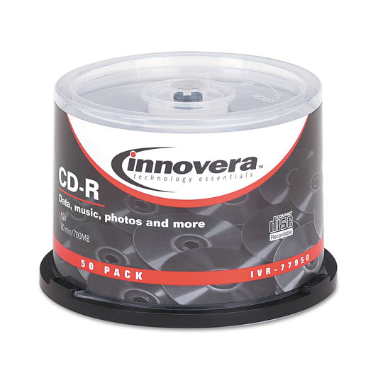 Innovera CD-R Recordable Disc, 700 MB/80 min, 52x, Spindle, Silver, 50/Pack
