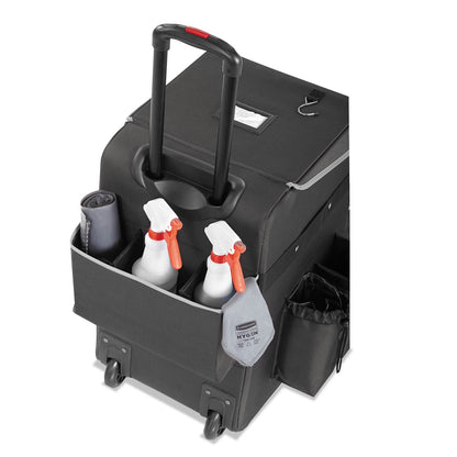 Rubbermaid Executive Quick Clean Janitorial Cart, Synthetic Fabric, 16 Compartments, 14.25" x 16.5" x 25", Dark Gray