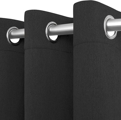 [2 Panels Cozlo Blackout Curtains for Bedroom with Grommet Black Out Room Darkening Window Curtains Thermal Insulated Drapes (42x84 inch Black)