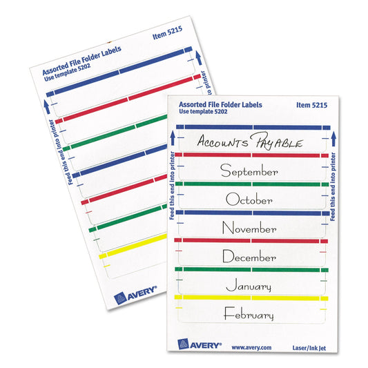 Avery Printable 4" x 6" - Permanent File Folder Labels, 0.69 x 3.44, White, 7/Sheet, 36 Sheets/Pack, (5215)