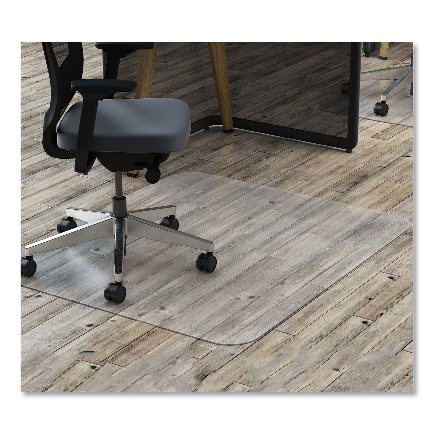 deflecto EconoMat All Day Use Chair Mat for Hard Floors, 45 x 53, Clear