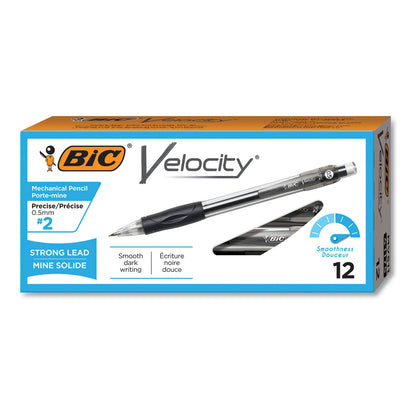 BIC Velocity Original Mechanical Pencil, 0.5 mm, HB (#2.5), Black Lead, Black Barrel, Dozen