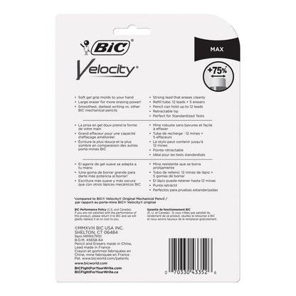 BIC Velocity Max Pencil, 0.7 mm, HB (#2), Black Lead, Assorted Barrel Colors, 5/Pack