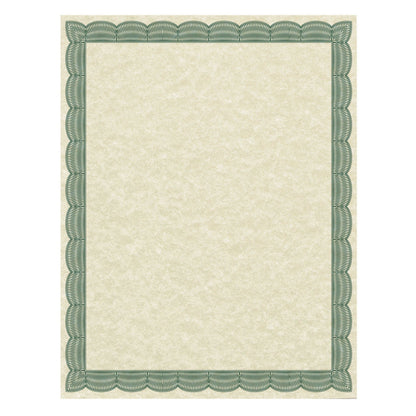 Southworth Parchment Certificates, Traditional, 8.5 x 11, Ivory with Green Border, 50/Pack