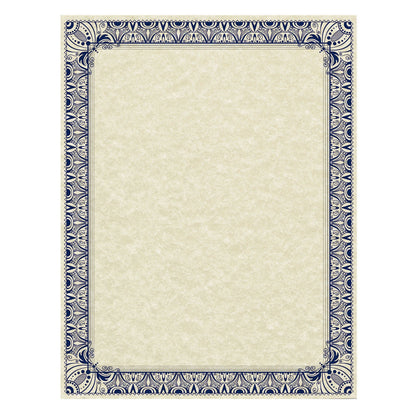 Southworth Parchment Certificates, Retro, 8.5 x 11, Ivory with Blue/Silver Foil Border, 50/Pack