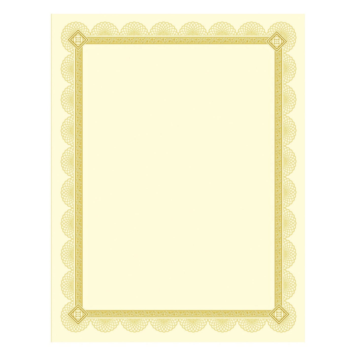Southworth Premium Certificates, 8.5 x 11, Ivory/Gold with Spiro Gold Foil Border,15/Pack