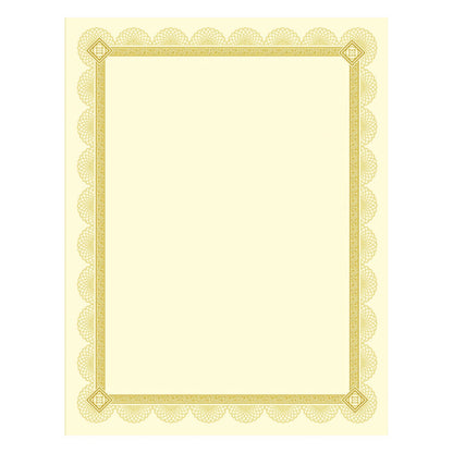Southworth Premium Certificates, 8.5 x 11, Ivory/Gold with Spiro Gold Foil Border,15/Pack