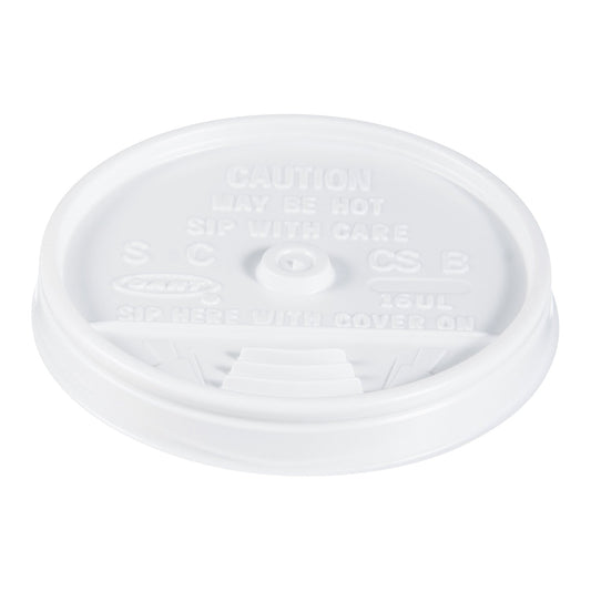 Dart Plastic Lids, Fits 12 oz to 24 oz Hot/Cold Foam Cups, Sip-Thru Lid, White, 100/Pack, 10 Packs/Carton