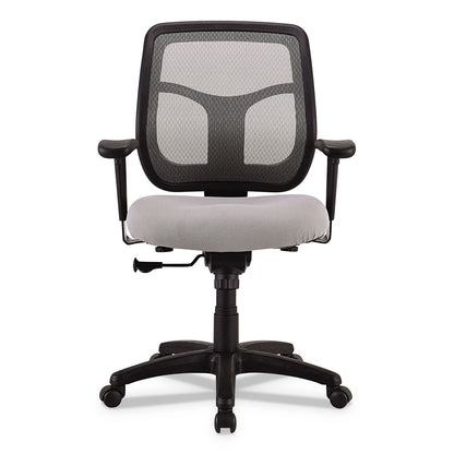 Eurotech Apollo Mid-Back Mesh Chair, 18.1" to 21.7" Seat Height, Silver Seat, Silver Back, Black Base