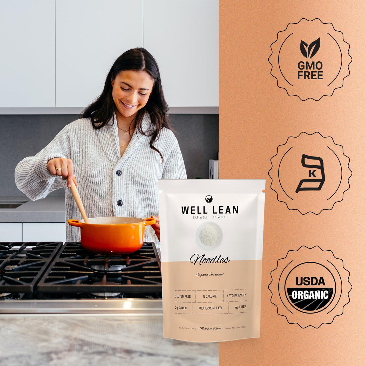 Organic Konjac Shirataki Noodles 12 Pack Gluten Free Keto Friendly Low Carb Low Calorie 100% Plant Based Net Carbs 4g