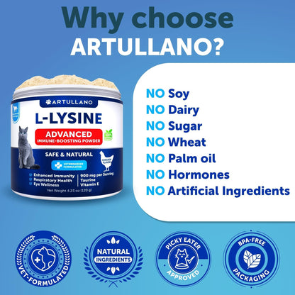 Lysine for Cats 900 mg  Lysine Powder for Cats  Eye & Respiratory Health