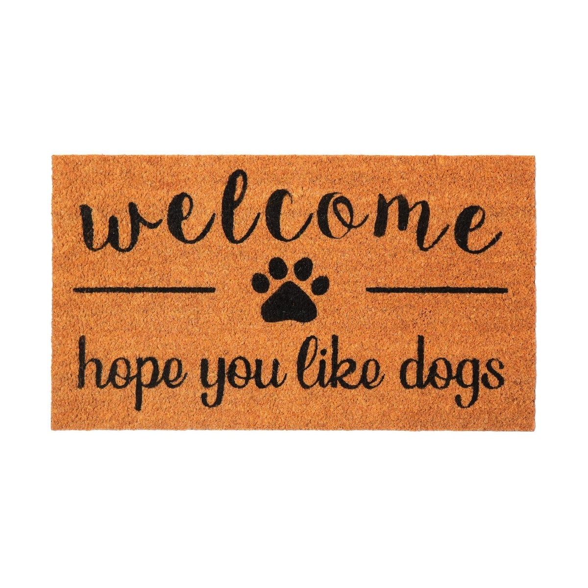 Coir Doormat Non-Slip PVC Backing 'Hope You Like Dogs' Print 30x17 in Beige & Black