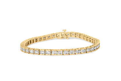 10K Yellow Gold 4.00 Cttw Channel Set Round Diamond Tennis 7" Bracelet (J-K Color, I1-I2 Clarity)