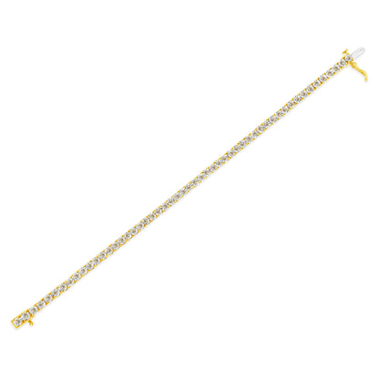 14K Yellow Gold Plated .925 Sterling Silver 3.0 Cttw Miracle-Set Diamond Tennis Bracelet (L-M Color, I2-I3 Clarity) - 7.25"