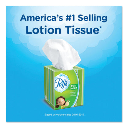 Puffs Plus Lotion Facial Tissue, 1-Ply, White, 56 Sheets/Box, 24 Boxes/Carton