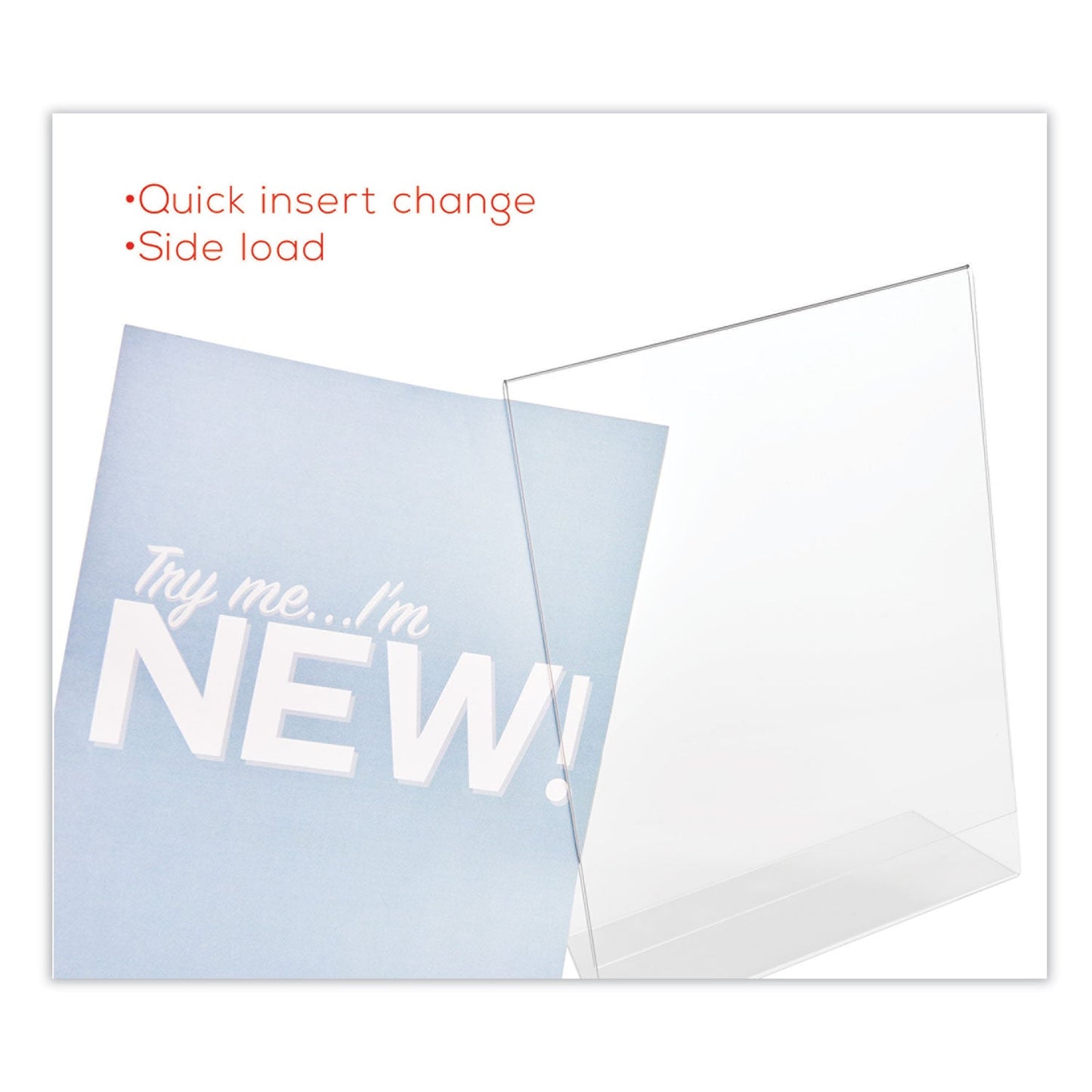 deflecto Classic Image Slanted Sign Holder, 8.5 x 11, Clear Frame, 12/Pack