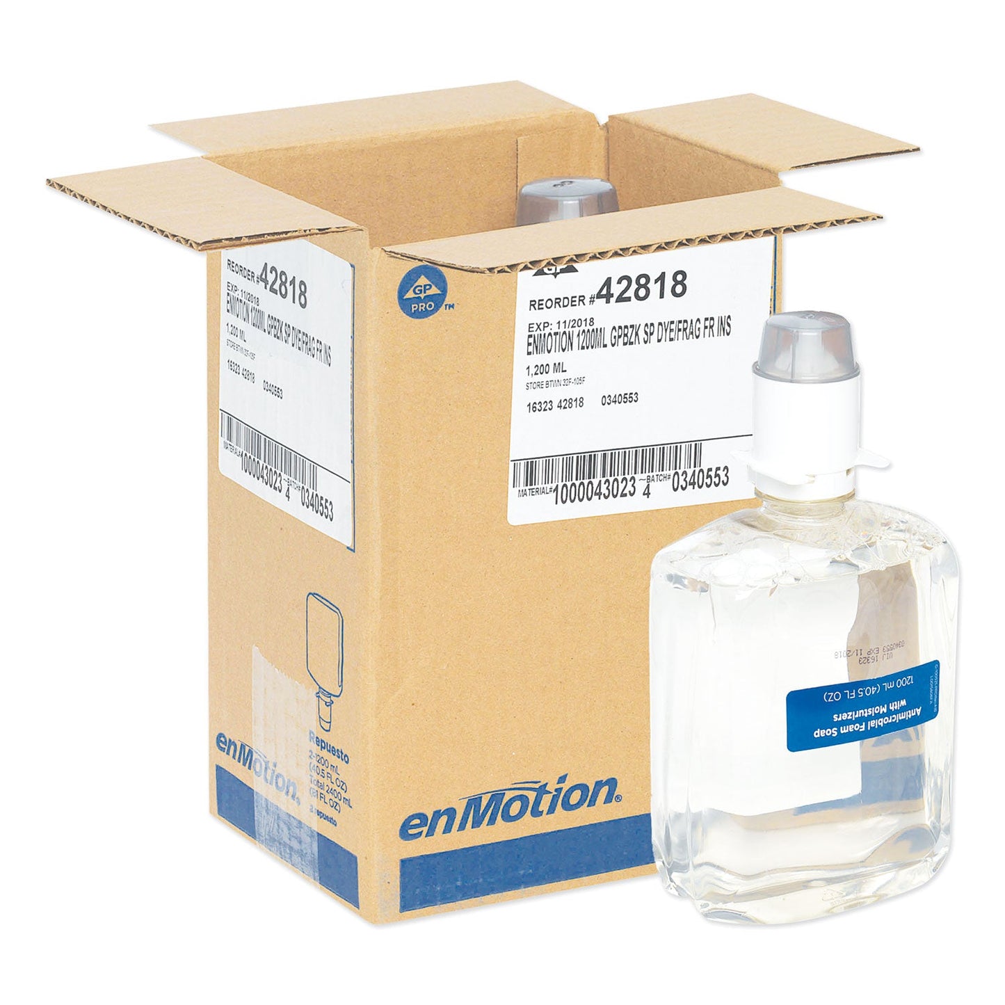 Georgia Pacific GP enMotion Automated Touchless Antimicrobial Foam Soap Refill, Unscented, 1,200 mL, 2/Carton