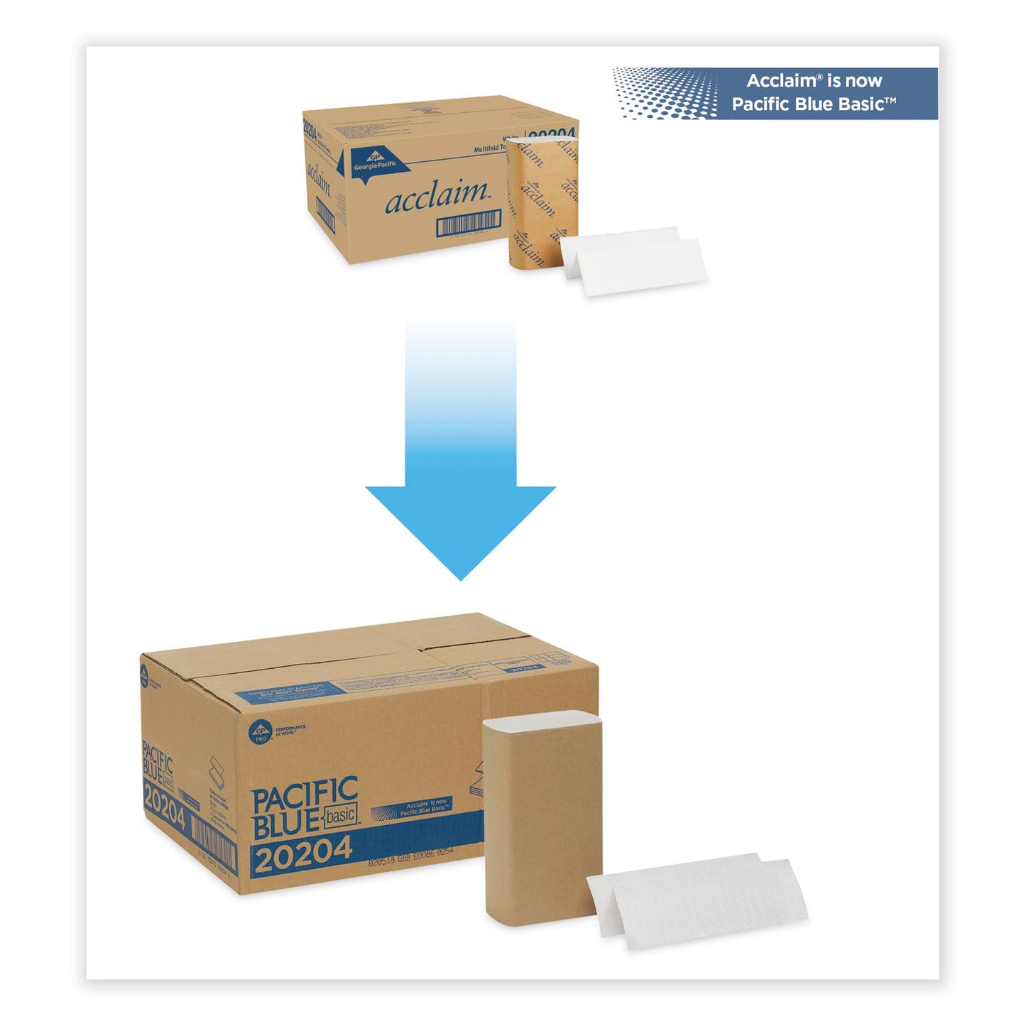 Georgia Pacific Pacific Blue Basic Folded Paper Towel, 9.2 x 9.4, White, 250/Pack, 16 Packs/Carton