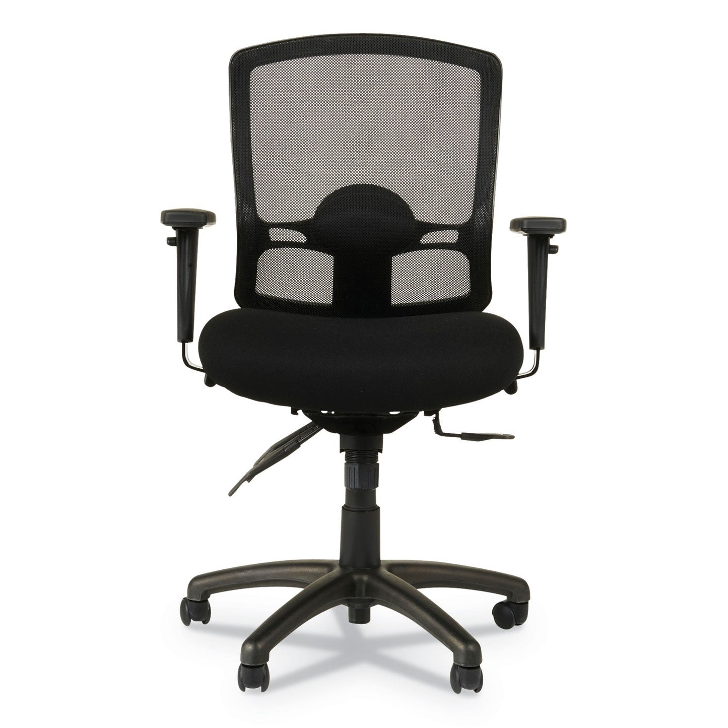 Alera Etros Series Mesh Mid-Back Petite Multifunction Chair, Supports Up to 275 lb, 17.16" to 20.86" Seat Height, Black