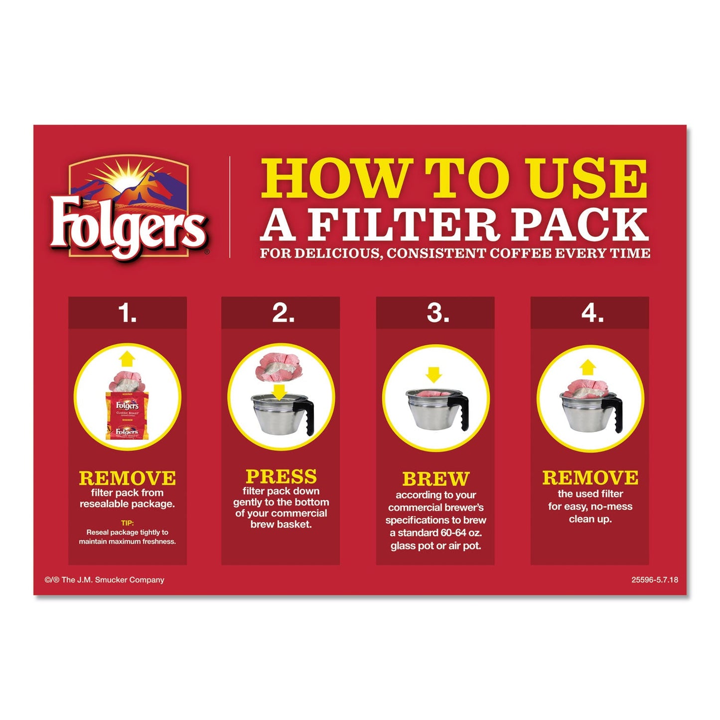 Folgers Coffee Filter Packs, Decaffeinated Classic Roast, 9/10oz, 10/Pack, 4 Packs/Carton