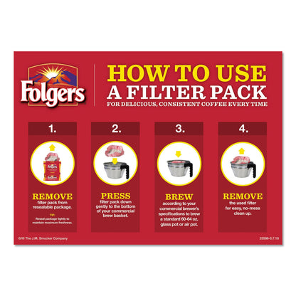 Folgers Coffee Filter Packs, Decaffeinated Classic Roast, 9/10oz, 10/Pack, 4 Packs/Carton
