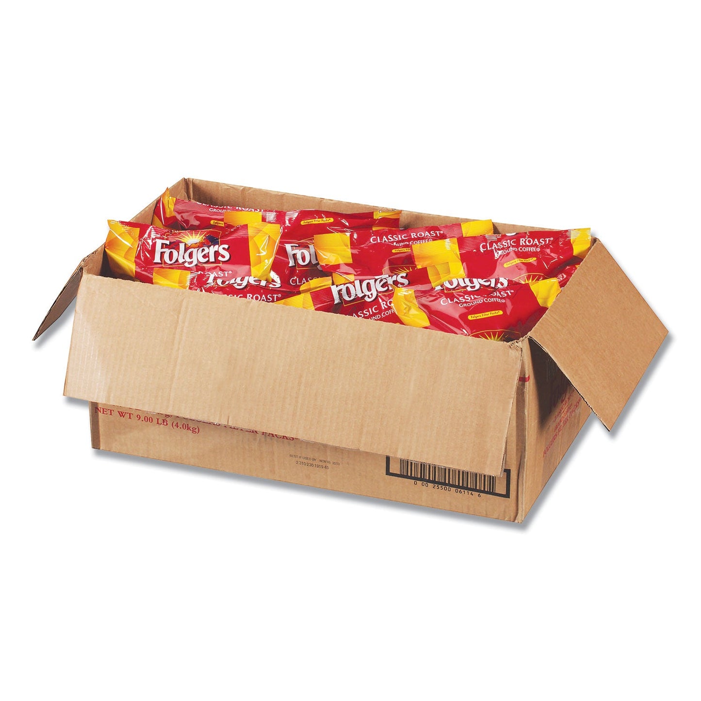 Folgers Coffee Filter Packs, Classic Roast, .9oz, 160/Carton