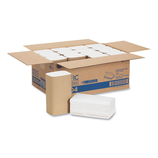Georgia Pacific Pacific Blue Basic S-Fold Paper Towels, 10.25 x 9.25, White, 250/Pack, 16 Packs/Carton