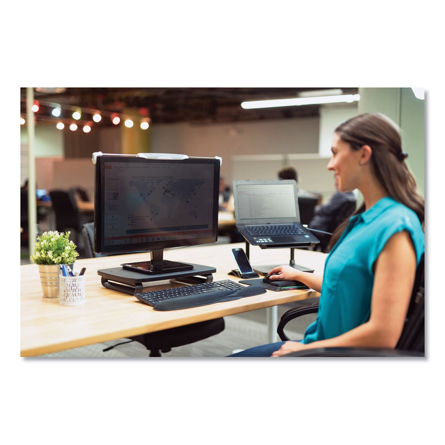 Kensington SmartFit Monitor Stand Plus, 16.2" x 2.2" x 3" to 6", Black, Supports 80 lbs