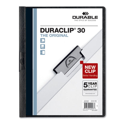 Durable DuraClip Report Cover, Clip Fastener,  8.5 x 11, Clear/Black, 5/Pack