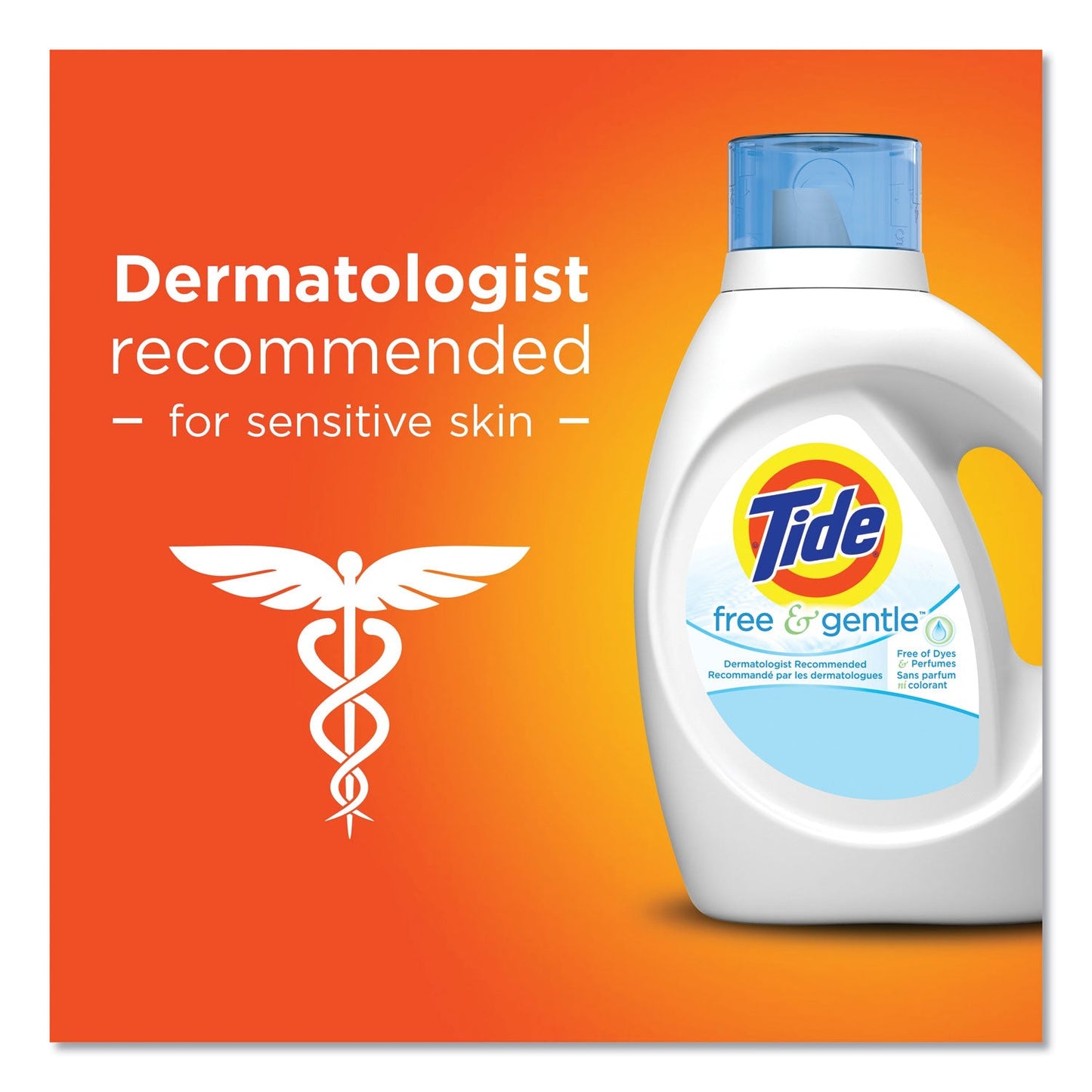 Tide Free and Gentle Laundry Detergent, 32 Loads, 46 oz Bottle, 6/Carton