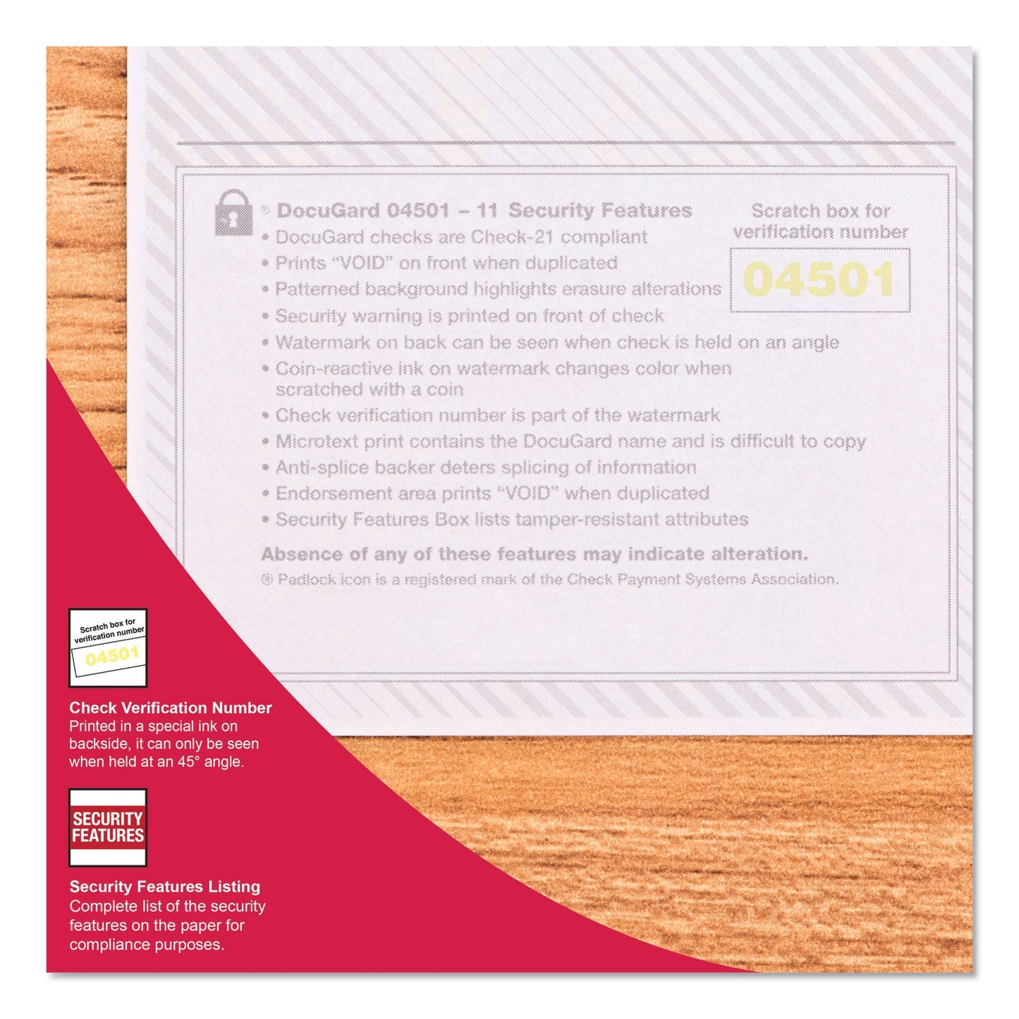 DocuGard Security Business Checks, 11 Features, 8.5 x 11, Blue Marble Top, 500/Ream