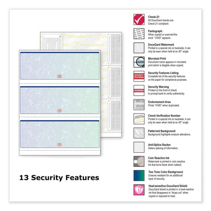 DocuGard Premier Prismatic Check, 13 Features, 8.5 x 11, Blue/Green Prismatic, 500/Ream