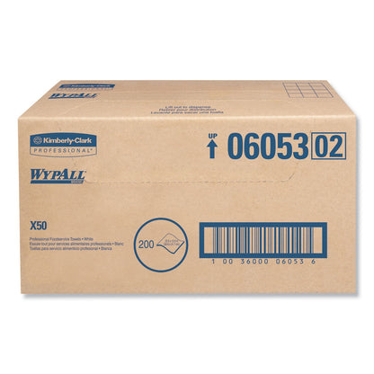 WypAll X50 Foodservice Towels, 1/4 Fold, 23.5 x 12.5, White, 200/Carton