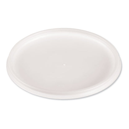 Dart Plastic Lids for Foam Cups, Bowls and Containers, Flat, Vented, Fits 12-60 oz, Translucent, 100/Pack, 5 Packs/Carton