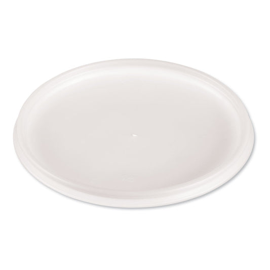 Dart Plastic Lids for Foam Cups, Bowls and Containers, Flat, Vented, Fits 12-60 oz, Translucent, 100/Pack, 5 Packs/Carton