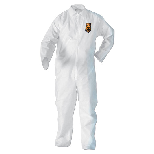 KleenGuard A20 Elastic Back Wrist/Ankle Coveralls, X-Large, White, 24/Carton
