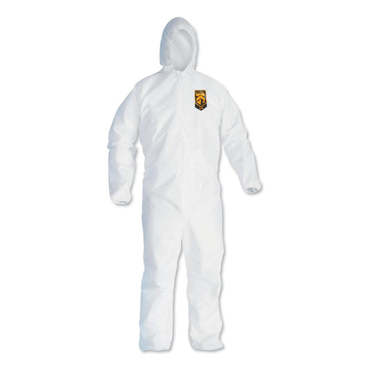 KleenGuard A40 Elastic-Cuff and Ankles Hooded Coveralls, 2X-Large, White, 25/Carton