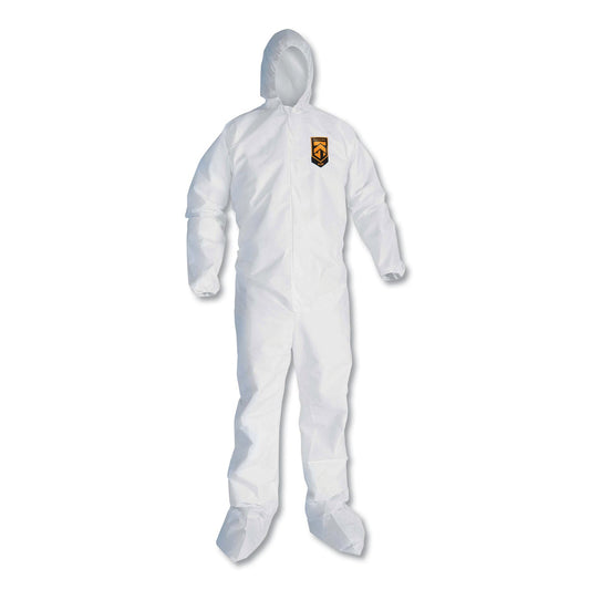 KleenGuard A20 Elastic Back and Ankle Hood and Boot Coveralls, 2X-Large, White, 24/Carton