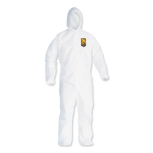 KleenGuard A20 Breathable Particle Protection Coveralls, Zipper Front, Large, White