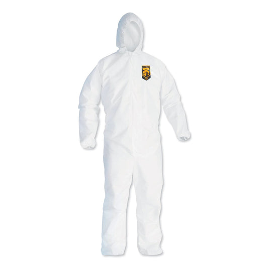 KleenGuard A40 Elastic-Cuff and Ankles Hooded Coveralls, X-Large, White, 25/Carton