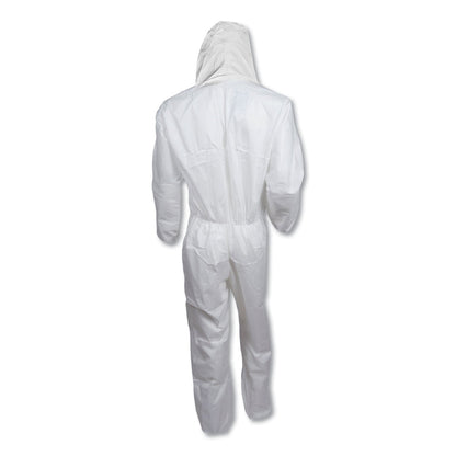 KleenGuard A30 Elastic Back and Cuff Hooded Coveralls, 3X-Large, White, 21/Carton