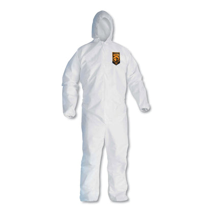 KleenGuard A30 Elastic-Back and Cuff Hooded Coveralls, 4X-Large, White, 21/Carton